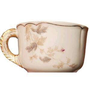 Vintage China T & V France Cup & Saucer Red Yellow Handpainted Floral With Gold